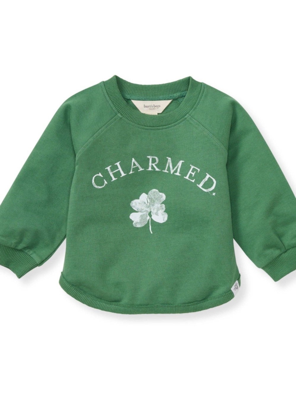 Burt's Bees Baby Green 'Charmed' Sweatshirt with Clover Graphic